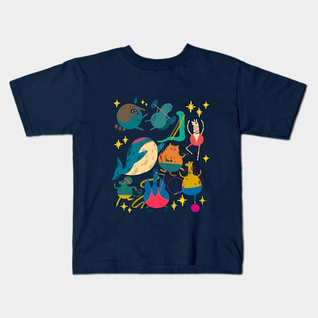 Animals working out Kids T-Shirt by Rizzminkins